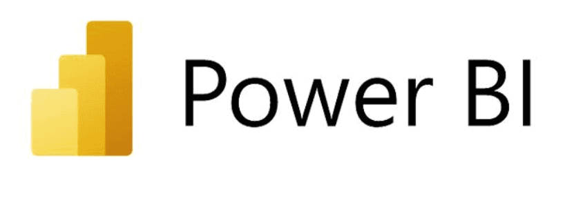 Power BI logo with a bar chart icon for data visualization.