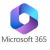 Microsoft 365 logo with hexagonal shape in blue and purple shades.